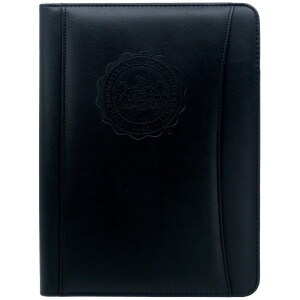black portfolio with embossed Pennsylvania State University Seal